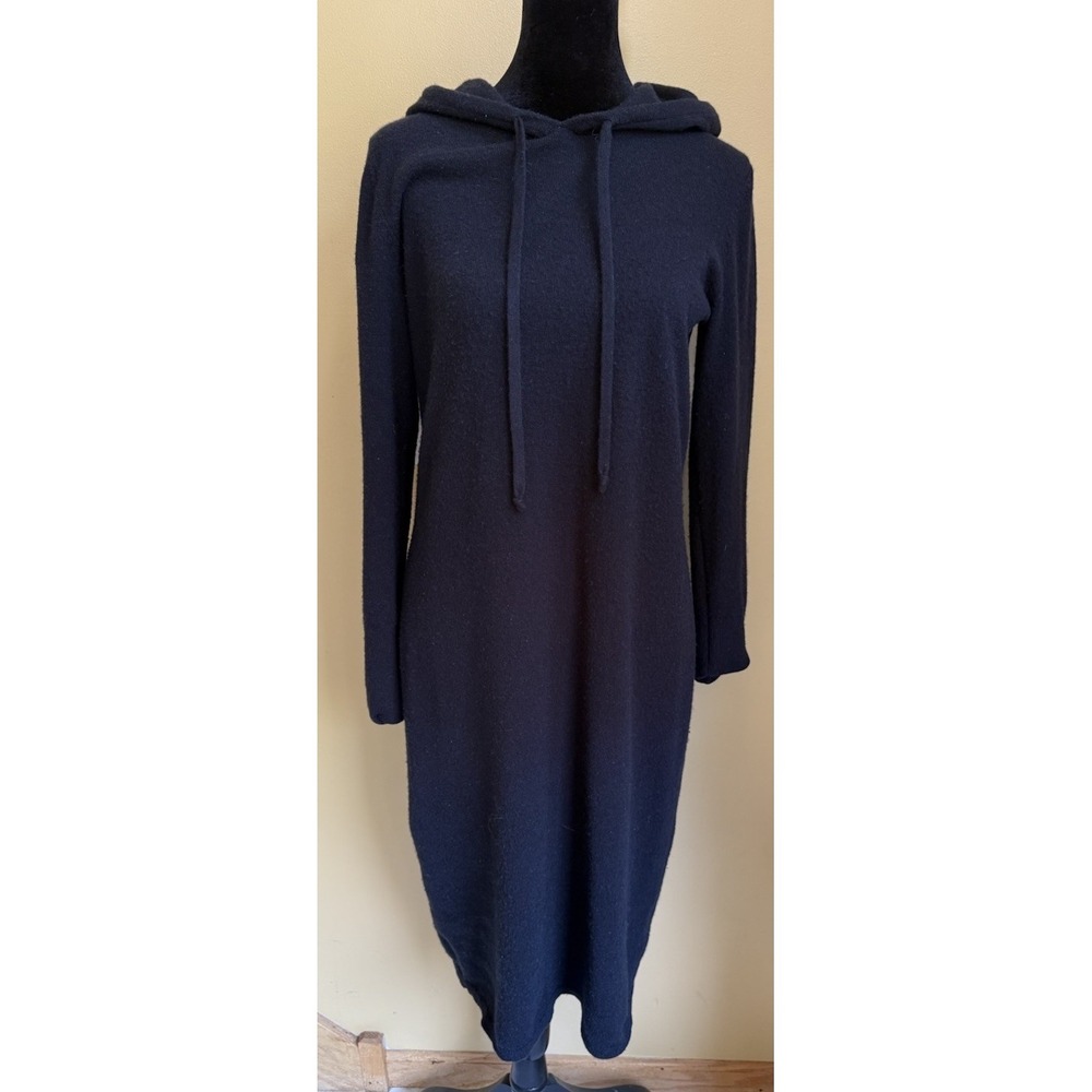 Nordstrom Signature Womens Black Cashmere Hoodie Midi Dress Size S